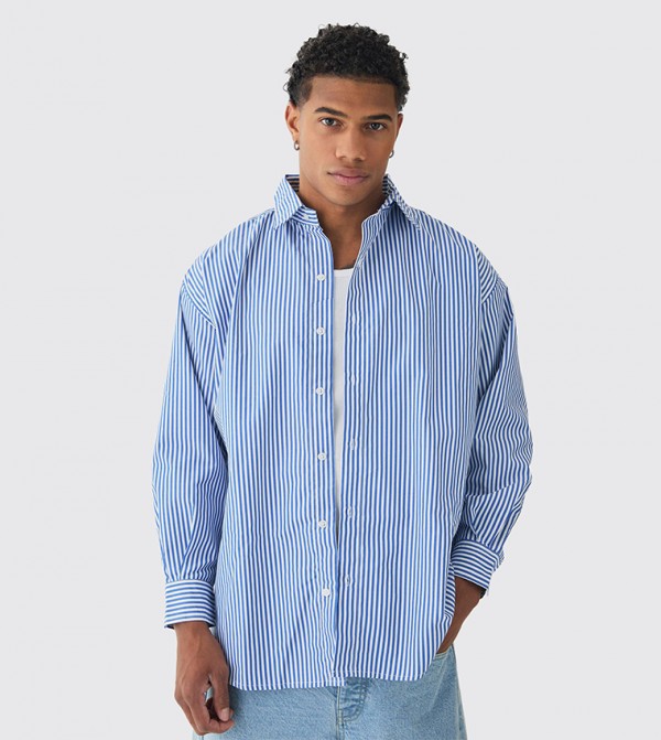 Striped Long Sleeves Oversized Shirt