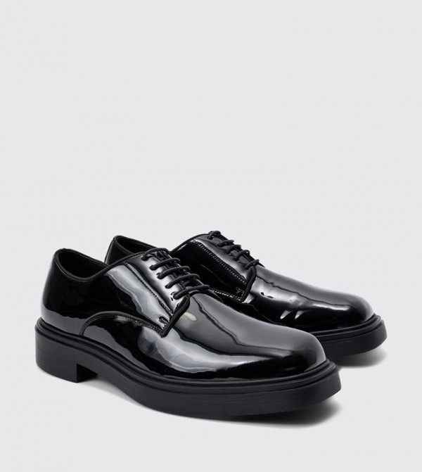 Faux Leather Lace-Up Derby Shoes