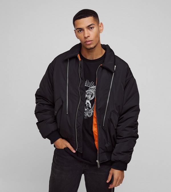 Collared Oversized Bomber Jacket