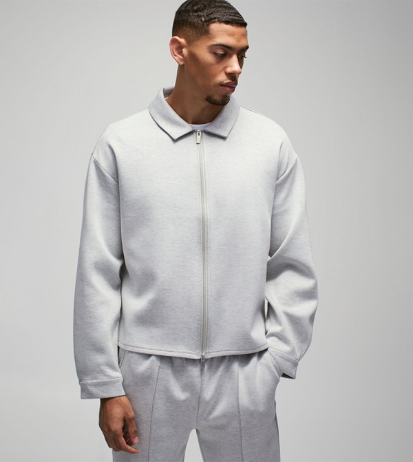 Zip Through Scuba Oversized Shirt