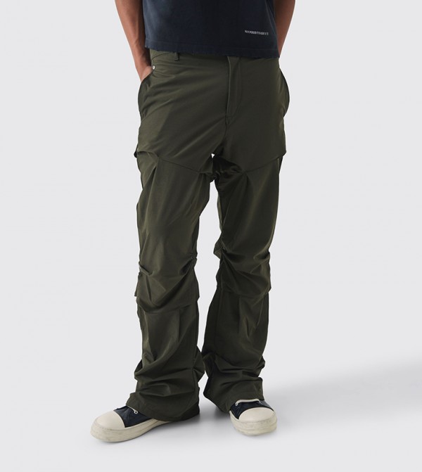 Mid Rise Flared Stacked Trousers