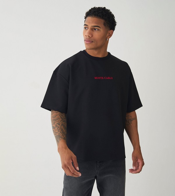 Jersey Boxy Twill Monaco Print T-Shirt