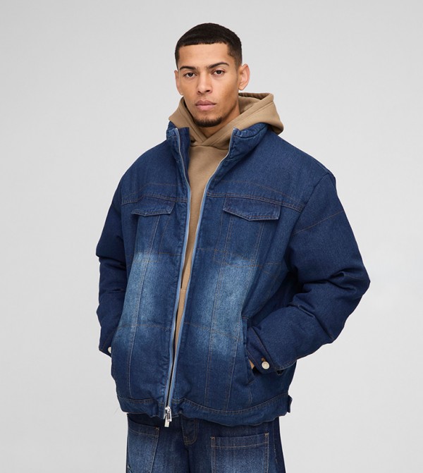High Neck Oversized Denim Jacket