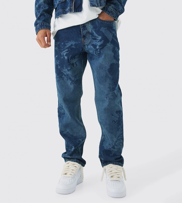 Renaissance Laser Print Slim Fit Jeans