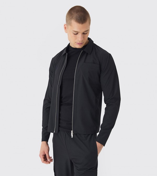 Technical Stretch Zip Through Long Sleeves Shirt