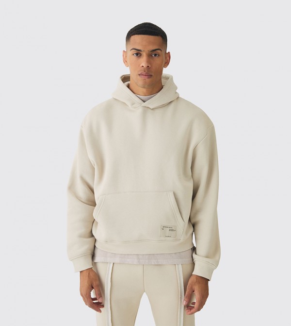 Logo Badge Over The Head Oversized Hoodie
