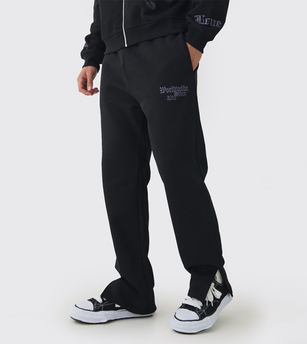 Smart Split Hem Embroidered Super Heavyweight Loopback Sweatpants