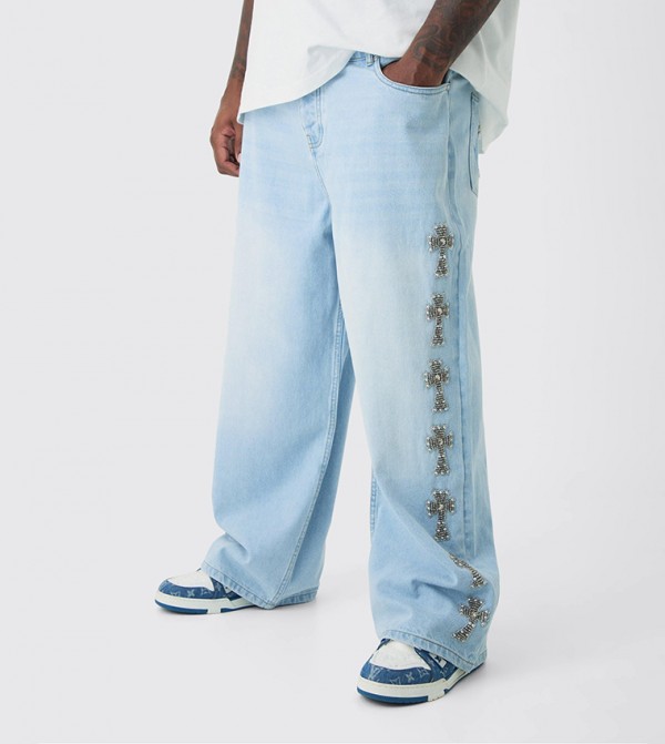 Plus & Tall Rigid Embellished Baggy Jeans