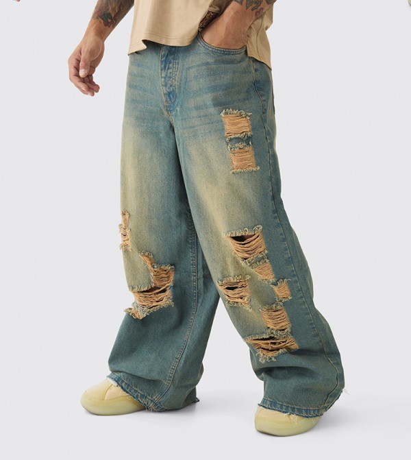 Rigid All Over Ripped Extreme Baggy Jeans