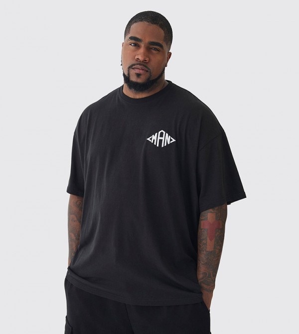 Plus & Tall Oversized Diamond Embroidered T-Shirt