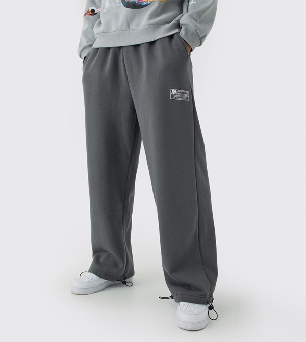 Wide Leg Tie Cuff Double Waistband Sweatpants