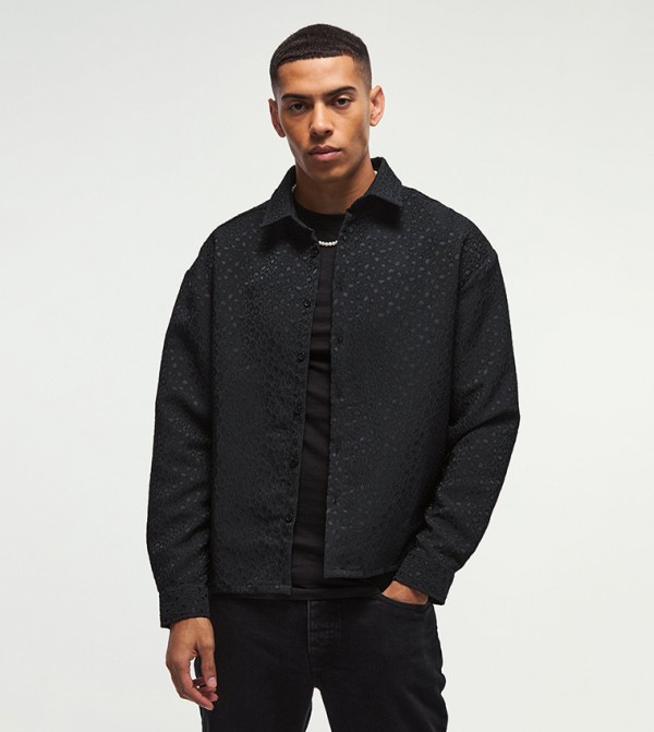 Leopard Jacquard Oversized Overshirt