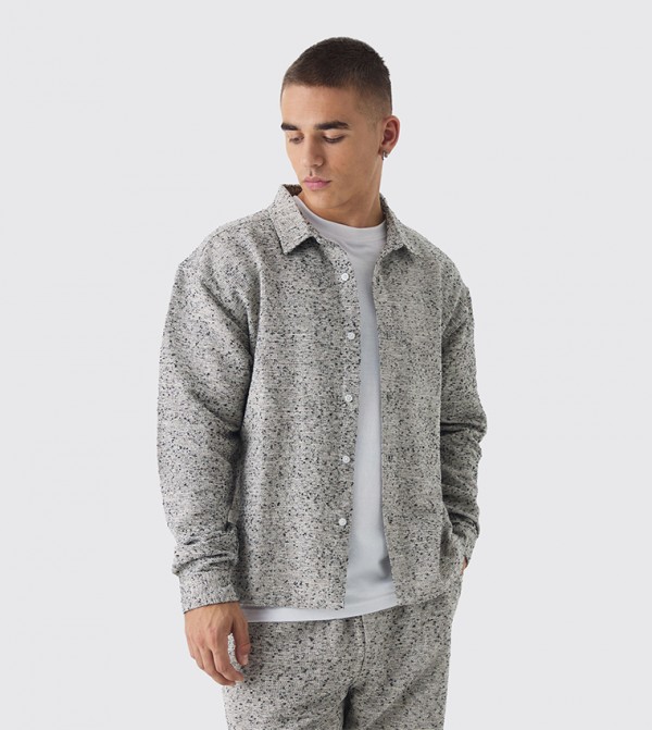 Textured Boucle Long Sleeves Shirt