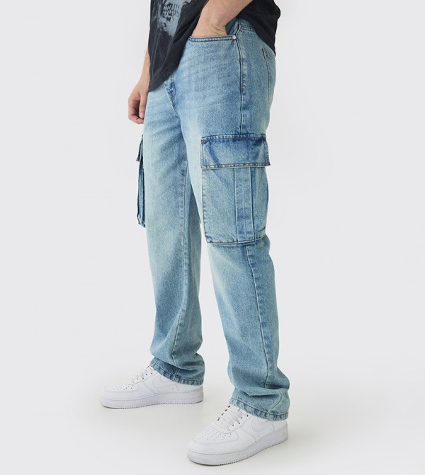 Tall Straight Fit Rigid Cargo Jeans