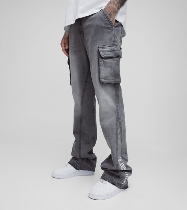 Tall Appliqued Gusset Cargo Flared Jeans