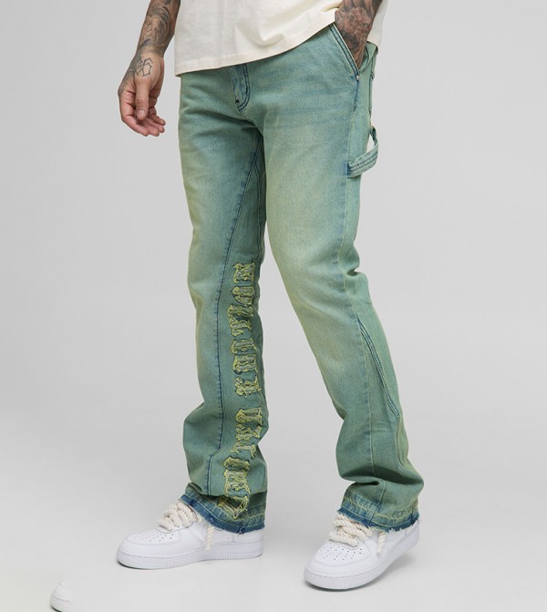 Tall Tinted Appliqued Inner Gusset Slim Flared Jeans