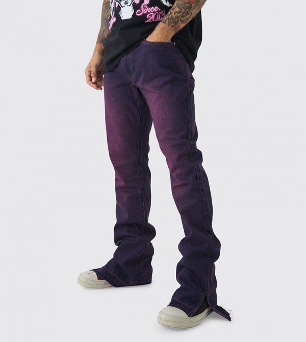 Tinted Mid Rise Flared Jeans