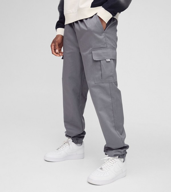 Tab Cuffed Slim Fit Cargo Trousers