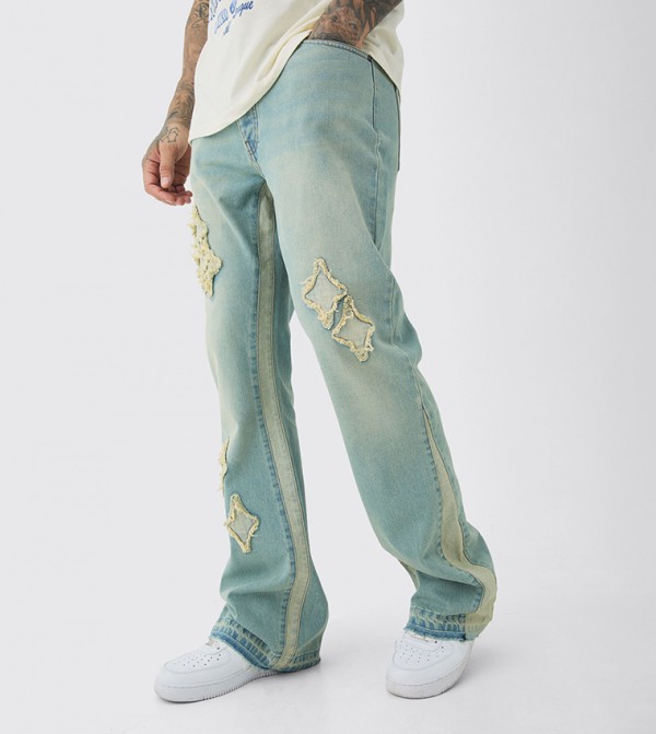 Tall Flare Appliqued Gusset Panel Slim Fit Jeans