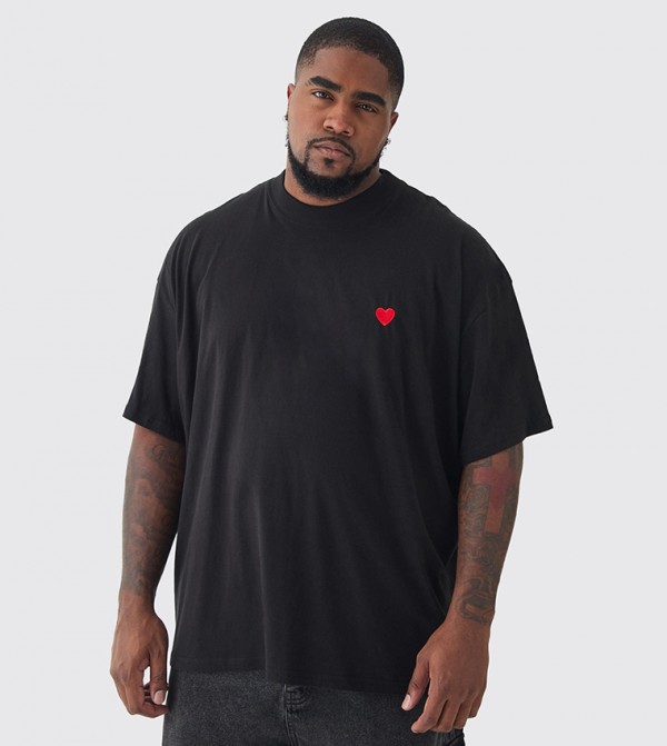 Plus & Tall Heart Embroidered Oversized T-Shirt