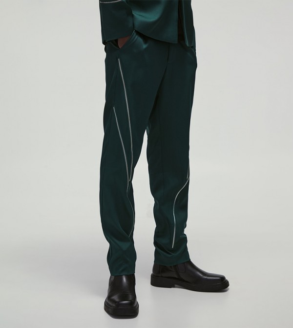 Zip Detail Slim Fit Trousers
