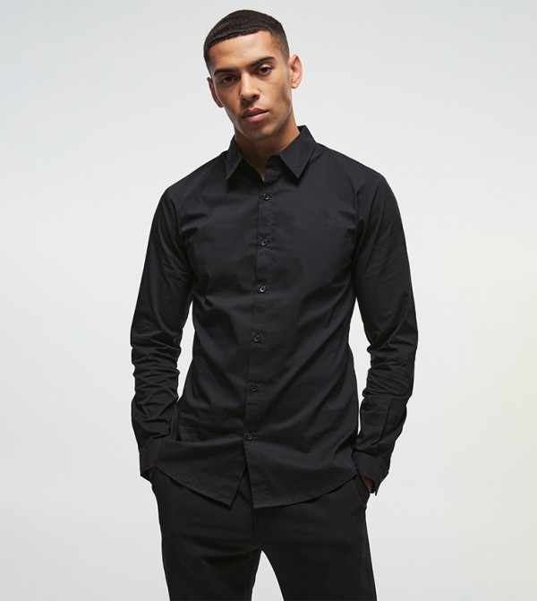 Solid Long Sleeves Slim Fit Shirt