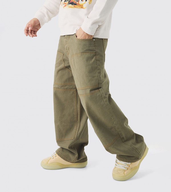 Baggy Twill Contrast Stitch Carpenter Jeans