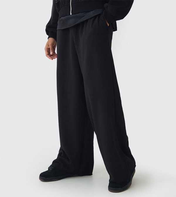 Extreme Wide Leg Raw Edge Loopback Sweatpants
