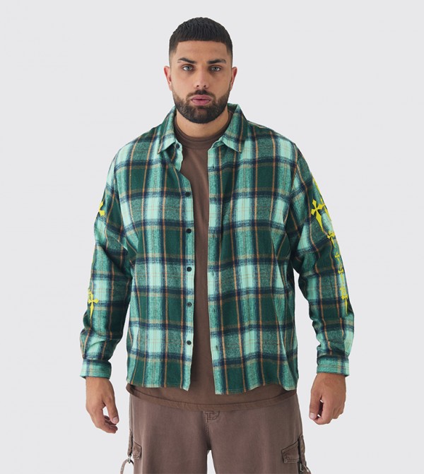 Plaid Long Sleeves Oversized Shirt
