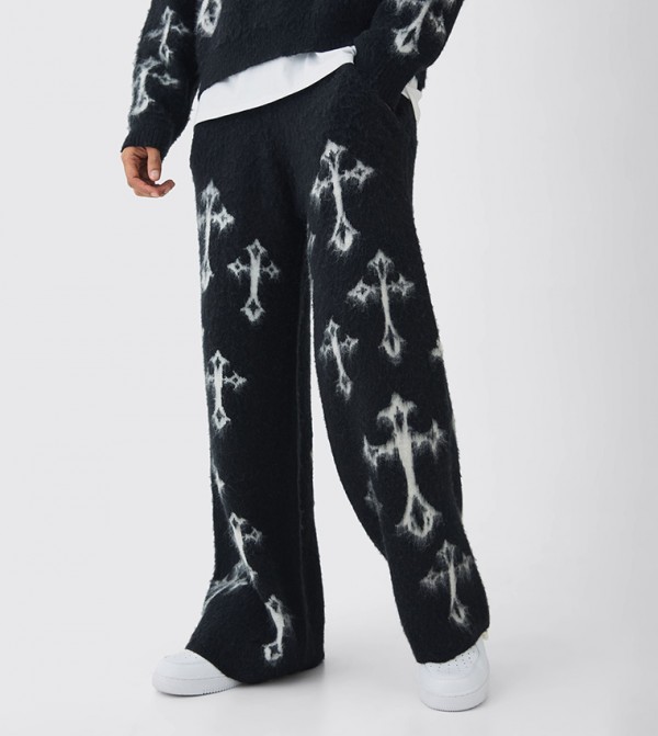 Cross Graphic Wide Leg Sweatpants