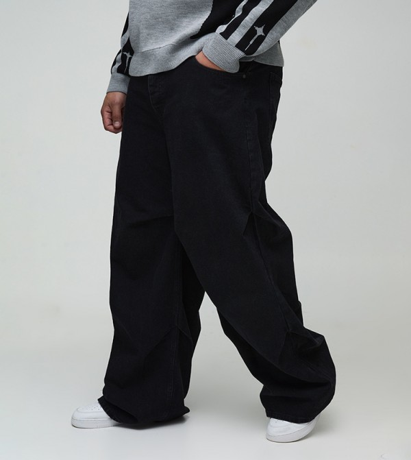 Ruched Detail Baggy Fit Jeans