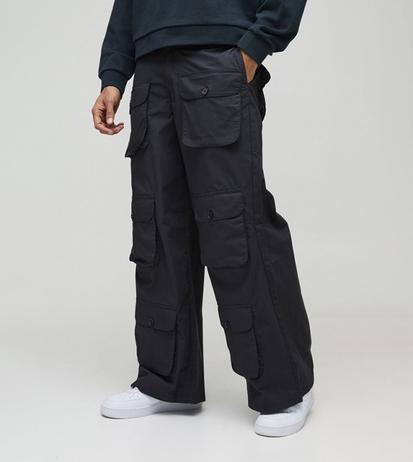 Mid Rise Ripstop Baggy Fit Cargo Trousers