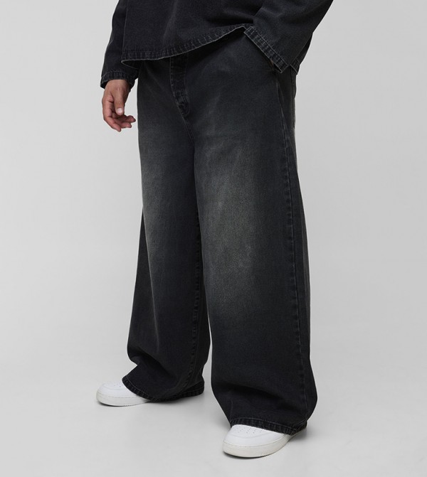 Faded Mid Rise Baggy Fit Jeans