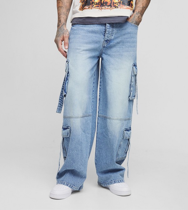 Tall Multi Pocket Cargo Baggy Jeans