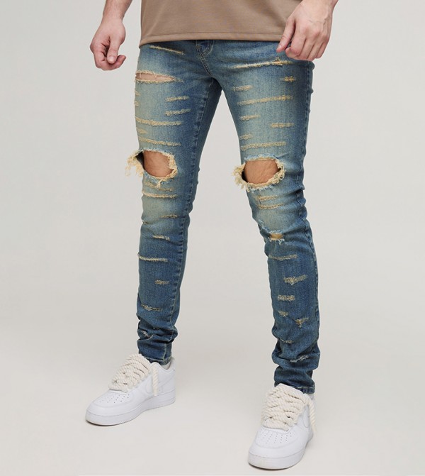 Tall Extreme Ripped Busted Knee Skinny Fit Jeans