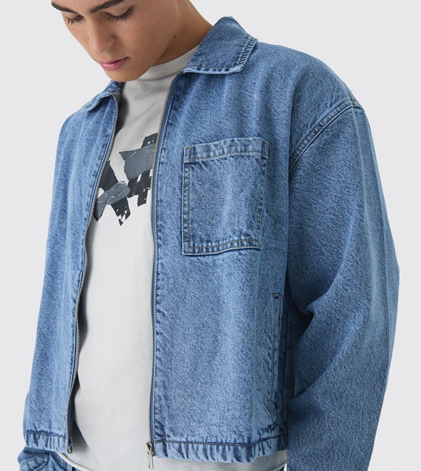 Boxy Harrington Denim Jacket