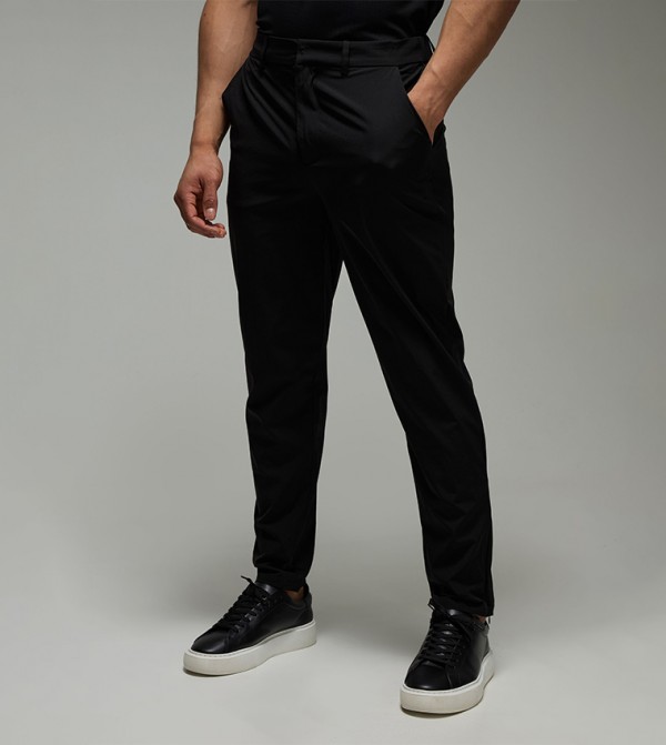 Solid Mid Rise Slim Fit Trousers