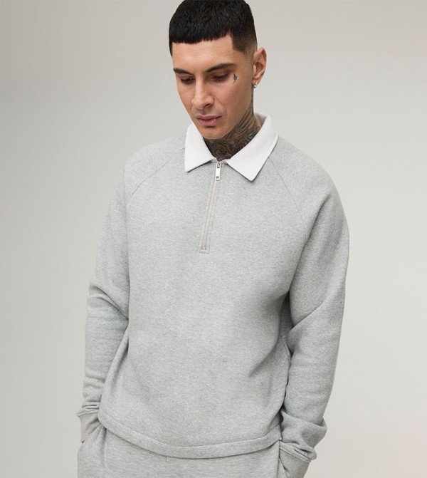 Tall Long Sleeves Oversized Polo Sweatshirt