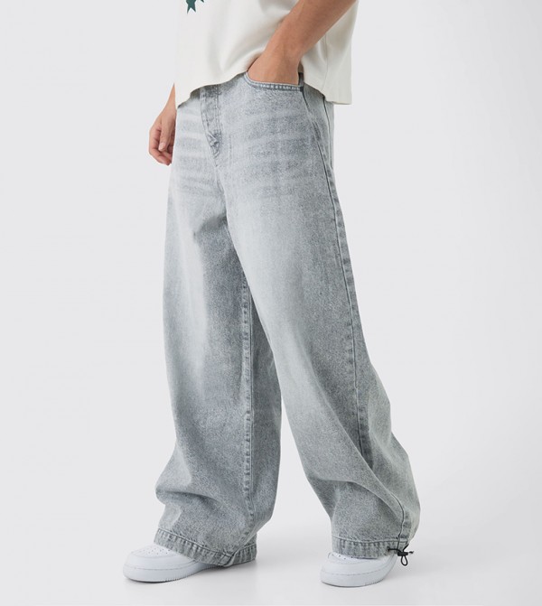 Washed Parachute Baggy Jeans