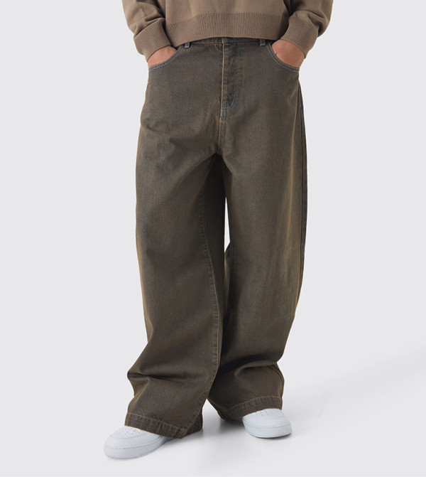 Washed Parachute Baggy Jeans