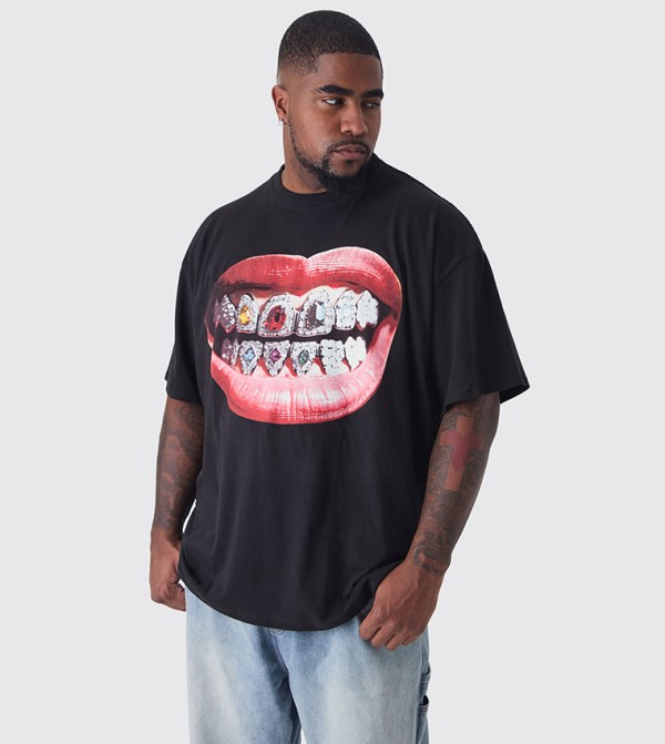 Plus & Tall Grills Print Oversized T-Shirt