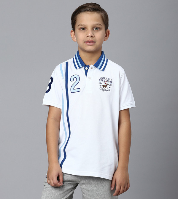  تيشيرت بولو بأكمام قصيرة مطرز بشعار الماركة