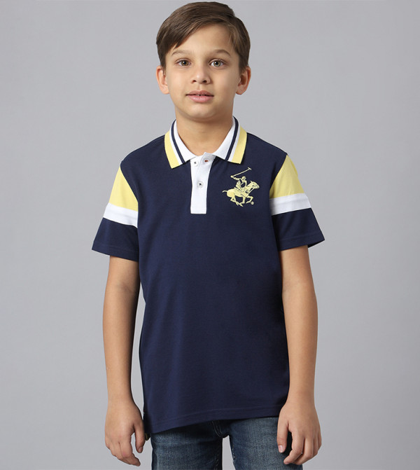 تيشيرت بياقة بولو وأكمام قصيرة 