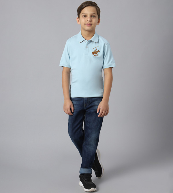 تيشيرت بياقة بولو وأكمام قصيرة 