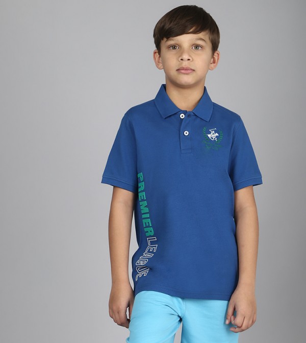 تيشيرت بولو بأكمام قصيرة وبشعار الماركة