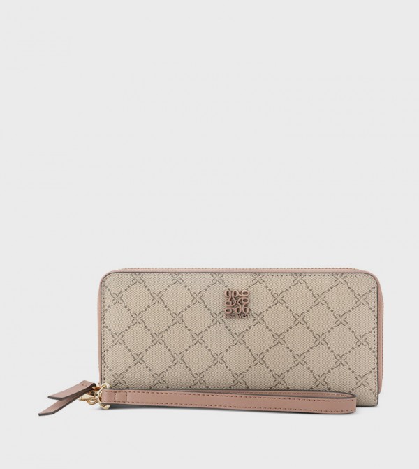 Monogram Patterned Zip Around Wallet