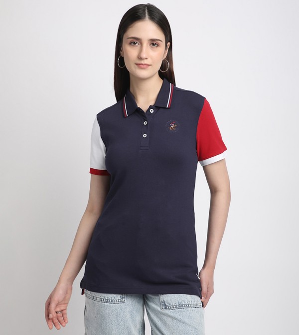 Color Block Short Sleeves Polo T-Shirt