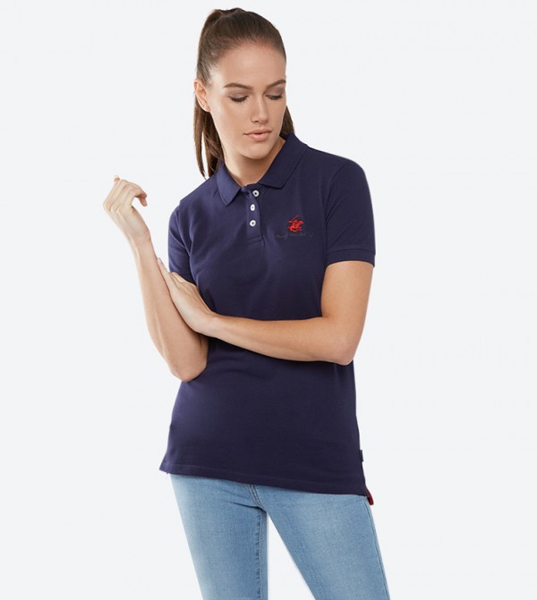 3-Button Placket Short Sleeves Polo T-Shirt