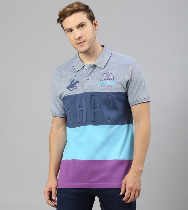 Color Block Short Sleeves Polo T-Shirt