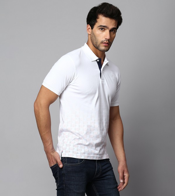 Patterned Short Sleeves Polo T-Shirt